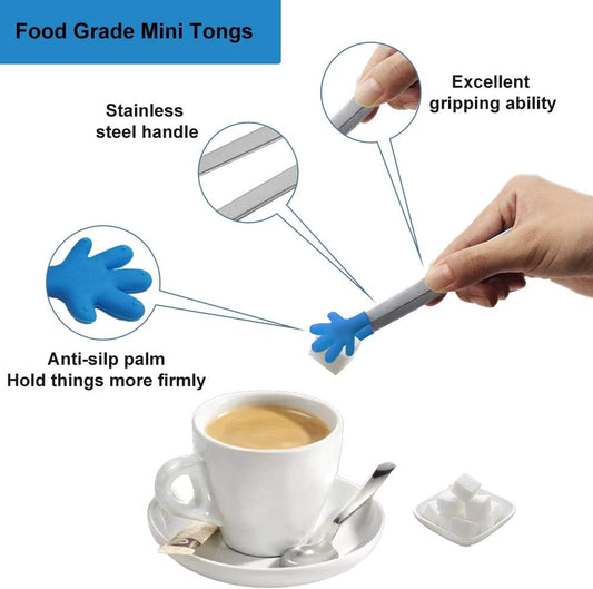 Silicone Mini Tongs, 5Inch Hand Shape Food Tongs, Colourful Small Kids Tongs for Serving Food, Ice Cube, fruits, Sugar, Barbecue by Sunenlyst (Palm sharp)