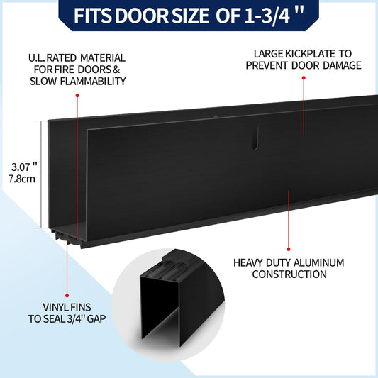 Door Draft Stoppers for Door, 39” Length Weather Stripping Door Seal, Strong Adhesive Door Sweep for Exterior and Interior Doors(Black)
