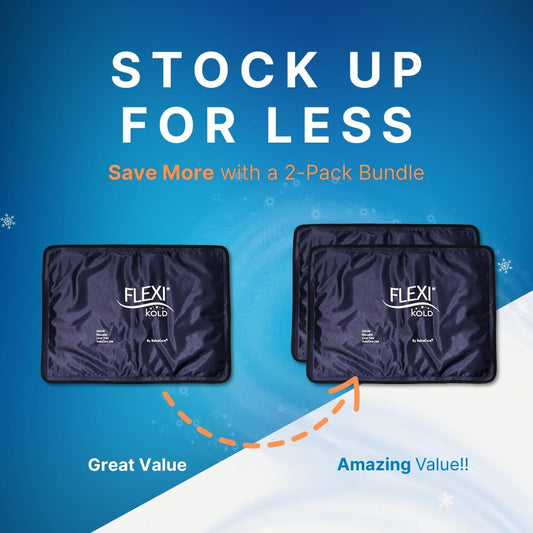 2 FlexiKold Gel Ice Packs (Standard Large: 10.5" x 14.5") - Reusable Cold Pack for Injuries, for Back Pain Relief, Migraine Relief Pad, After Surgery, Postpartum, Headache, Shoulder - 6300-COLD 2PK