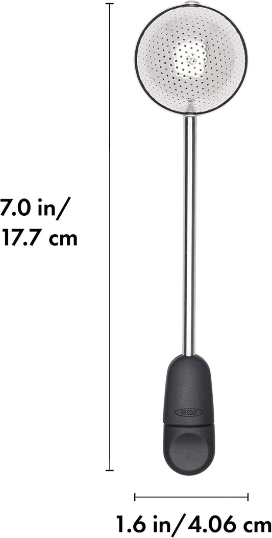 OXO Brew Twisting Ball Tea Infuser - Fine Mesh, Stainless Steel | Loose Leaf Tea Infuser, Reusable Strainer, Easy-Open Twist Design, Fits Different Sized Mugs, Dishwasher Safe