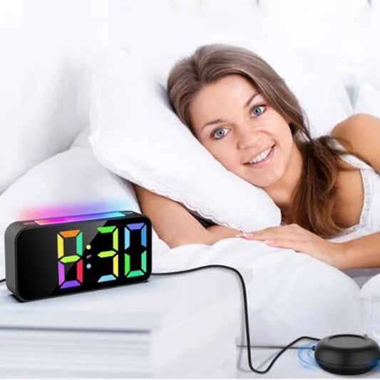 ciciglow RGB Loud Alarm Clock with Bed Shaker for Heavy Sleeper, 3 Modes Vibrating Alarm Clock, 7.4 Inch LED Display, 12/24H, Snooze, Brightness Adjustable