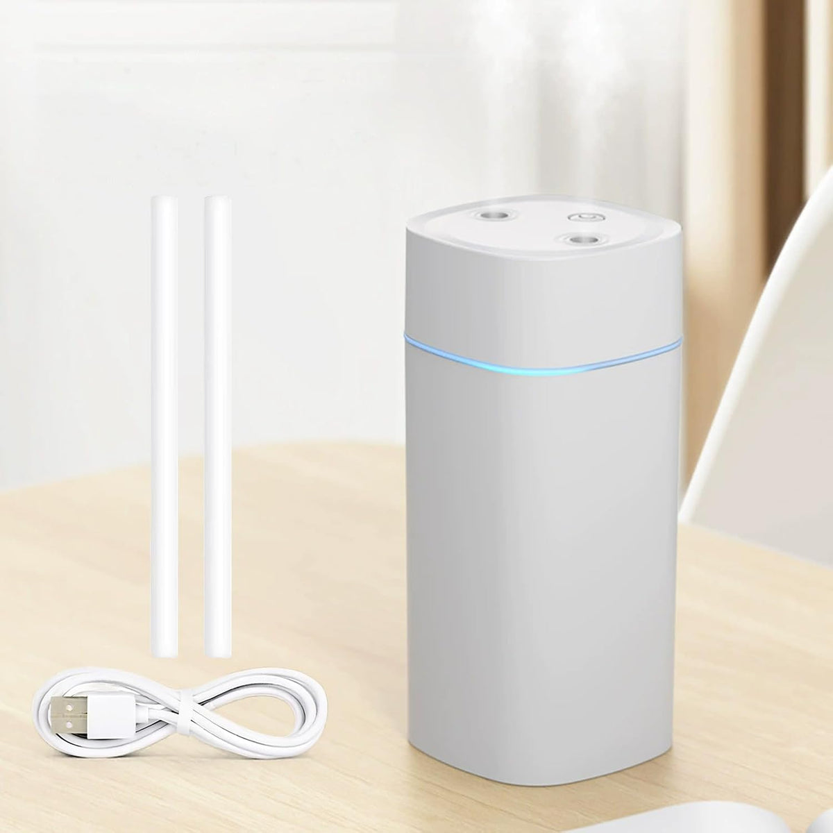 JORMEY Mini Portable Humidifiers-Quiet Cool Mist Humidifier with Soft LED Ring, 600ml Desktop Humidifier, Easy to Fill and Clean for Home, Office or Bedroom, Compact & Stylish