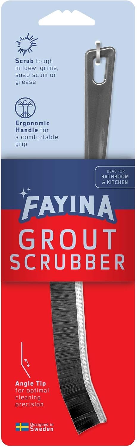 Grout Cleaner Scrub Brush Deep Tile Joints - Stiff Angled Bristles for Showers, Bathtubs, Kitchens - Multi-Surface All-Around Household Cleaning Tool