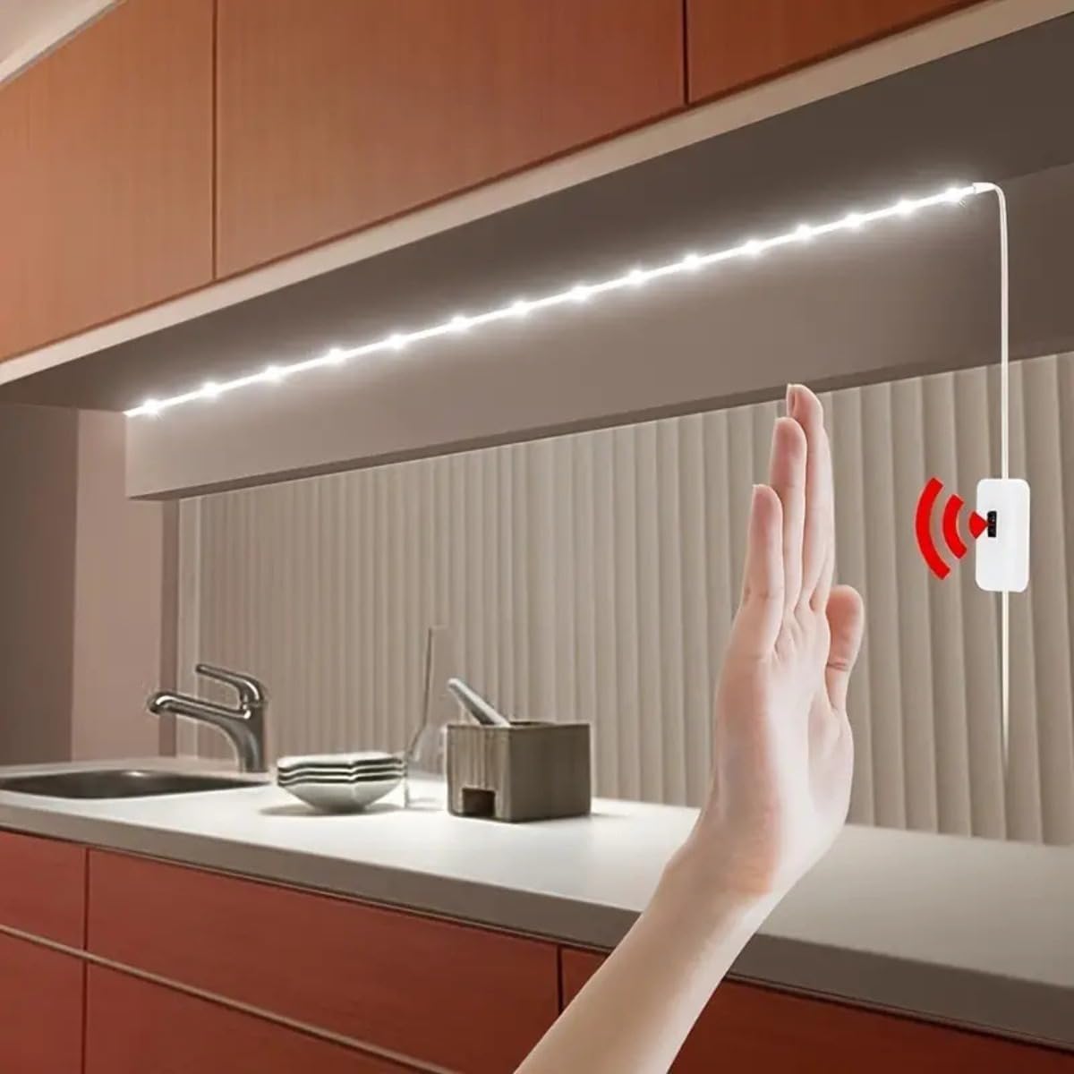 USB Motion Sensor LED Light Strip 10ft 16.5ft Auto On/Off Warm White White LED Tape Lights for Under Cabinet Bed Stairs