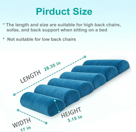 Lumbar Support Pillow for Office Chair,Multiple Adjustable | Back Support for Office Chair High Back/Couch/Sitting on Bed,Patented 6 Semi Cylindrical Back Cushion,Short Velvet Cover