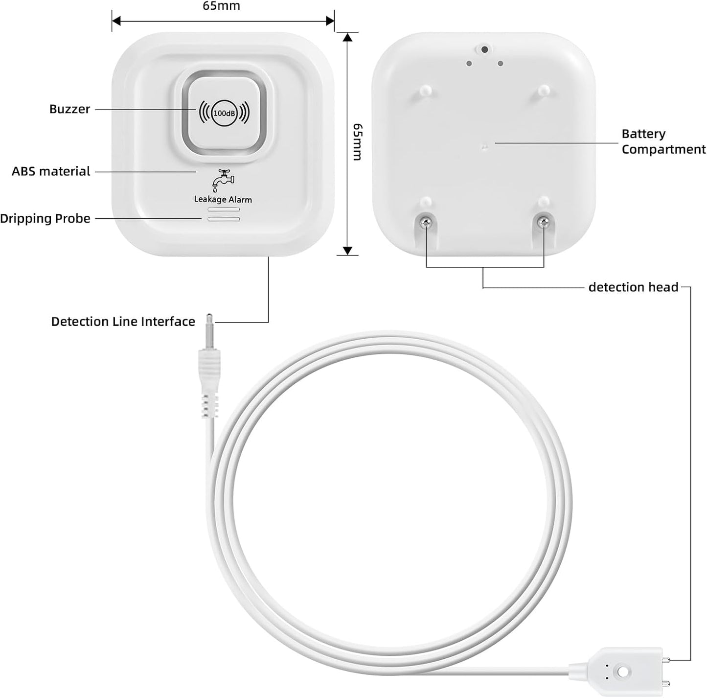 WiFi Water Leak Detectors 100dB Smart Water Sensor Alarm with 3.22 ft Sensor Cable Triple Detection Mode, with App Remote Monitor, Wireless Tank Level Monitor for Basement, Kitchen, Bathroom (3pack)