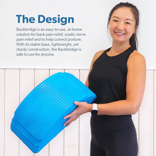 (Blue), Adjustable Lower & Upper Back Stretcher For Lumbar Support Spine Alignment & Back Pain Relief By Renowned Kinesiologist Dr. Sinett