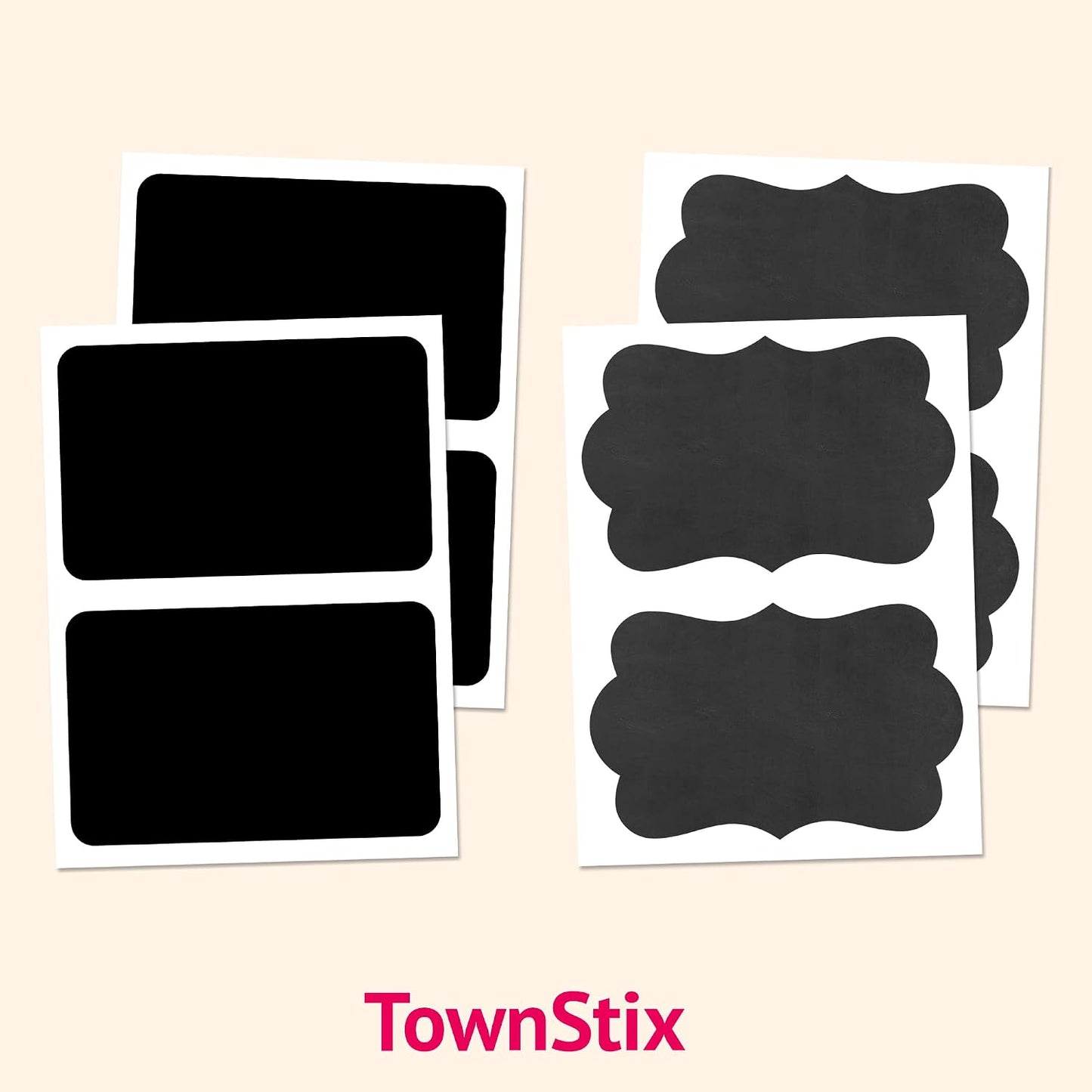 50 Pack, Large Chalkboard Labels Stickers - Rectangle, 6" x 4" | Erasable and Reusable
