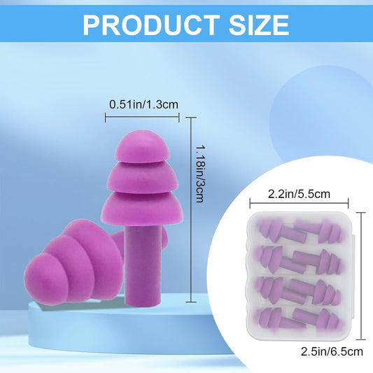 Ear Plugs for Sleeping,12 Pair Earplugs Noise Canceling Soft Silicone Ear Plug Reusable Earplugs for Sleep,Concert,Swimming,Study,Loud Noise,Snoring(Black Blue Purple)