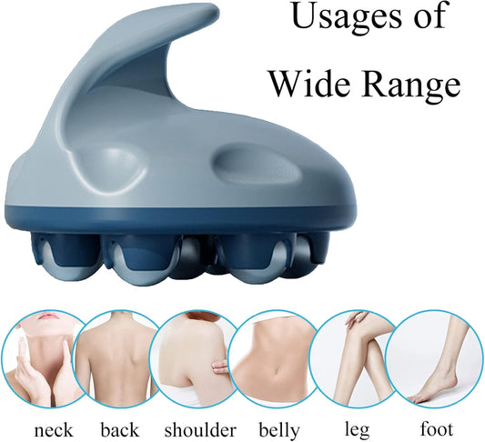 WMM Hand Held Massager, Full Body Massage Tool with Roller Ball Massager Manual 360-degree-roller for Muscle Back Neck Joint Foot Shoulder Leg Pain Relief with Portable Design