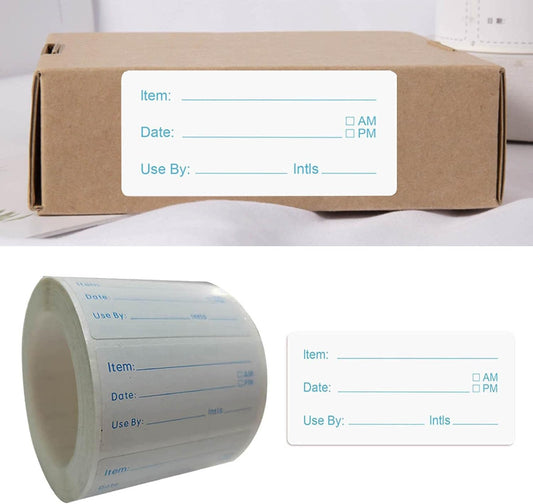 Pantry Storage Labels Removable Paper Stickers Dissolvable Date Labels Meal Prep Labels Suitable for Kitchen Home Refrigerator Restaurant, Blue Font