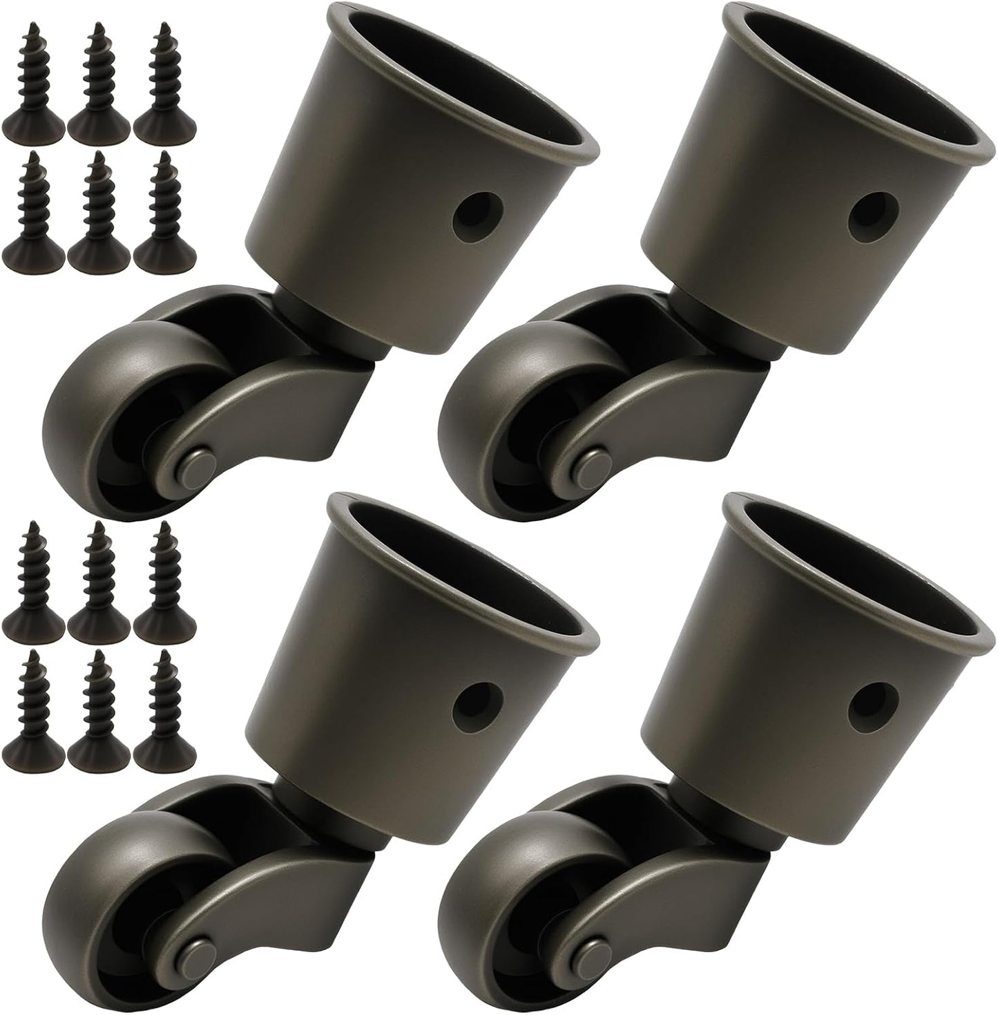 Anxingo 4 PCS 2.36 x 1.5 inch Antique Cyan Alloy Caster Cups Wheels, 360-degree Swivel Pulley, Suitable for Classical Furniture, Piano Legs, Coffee Tables, Bookshelves