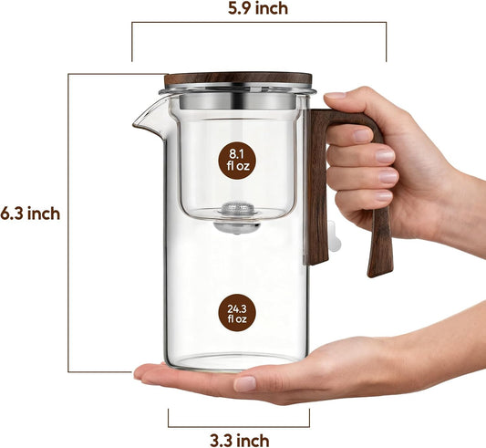 Magnetic Teapot, 24.3oz High Borosilicate Glass Teapot with Infuser, Loose Leaf Tea Steeper Pot, Heat Resistant Enchanti Tea Pot with Infusers for Herbal Leaf Brewing