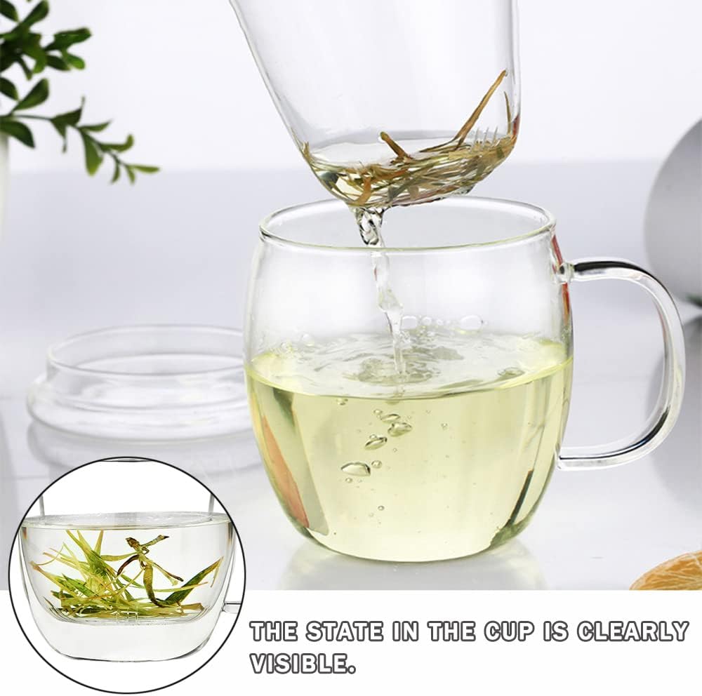Glass Tea Cup with Infuser and Lid, 17 oz Clear Loose Leaf Tea Infuser Mug | Borosilicate Glass Tea Infuser for Black Tea, Teacup or Tea Steeper with Strainer for Brewing, Gift for Women and Tea Lovers