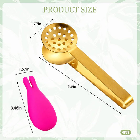 4PCS Tea Bag Squeezer Set, Essential Tea Accessories with Stainless Steel Construction, Convenient Tea Bag Strainer and Tea Tongs for Easy Brewing, Multipurpose Teabag Squeezer Tools