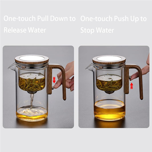 800ML/27OZ Witchcraft Magic Glass Teapot with Infuser Strainer and Lid for Loose Leaf Tea Herbal, Magnetic Water Separation Tea Maker Kettle Clear Tea Pot (Without Cups)