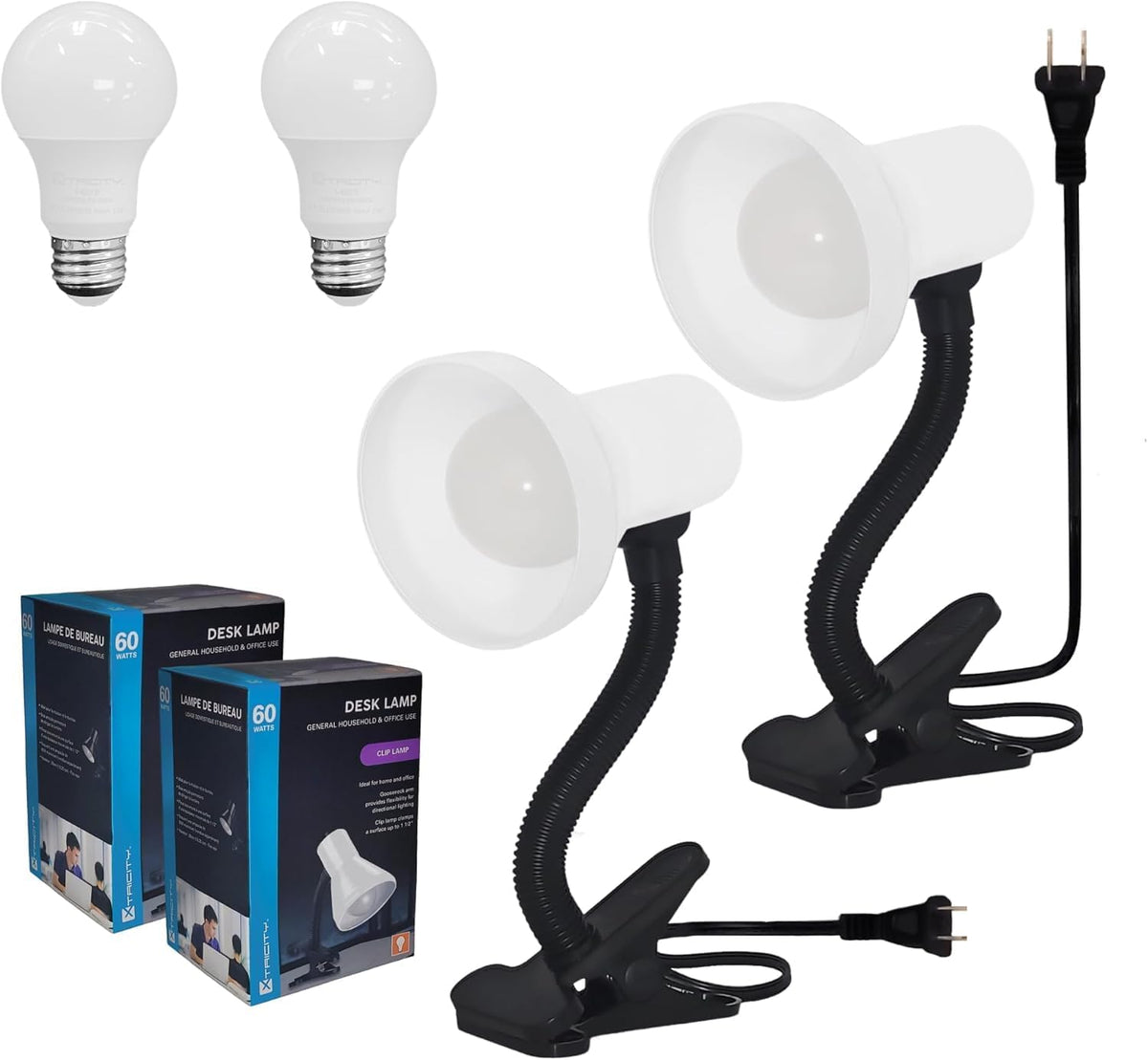Xtricity LED Clip on Desk Lamp with 360° Flexible Gooseneck, White Finish