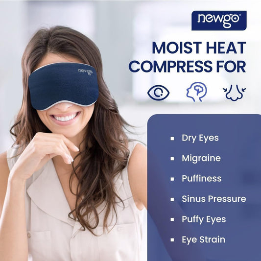 NEWGO Heated Eye Mask, Warm Compress for Dry Eye Relief, Blue | Removable Washable Cover, Soothes Dry Eyes, Stye, Blepharitis, and Eye Strain, Great for Relaxation or Gifting