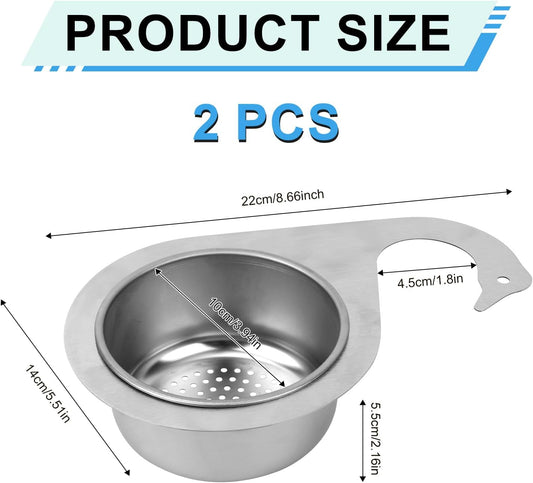 2pcs Swan-Shaped Drain Basket, Stainless Steel Sink Strainer Catcher Multi-Functional Quick Drain Kitchen Filter for Fruits Vegetables, Faucet Hanging (Small)