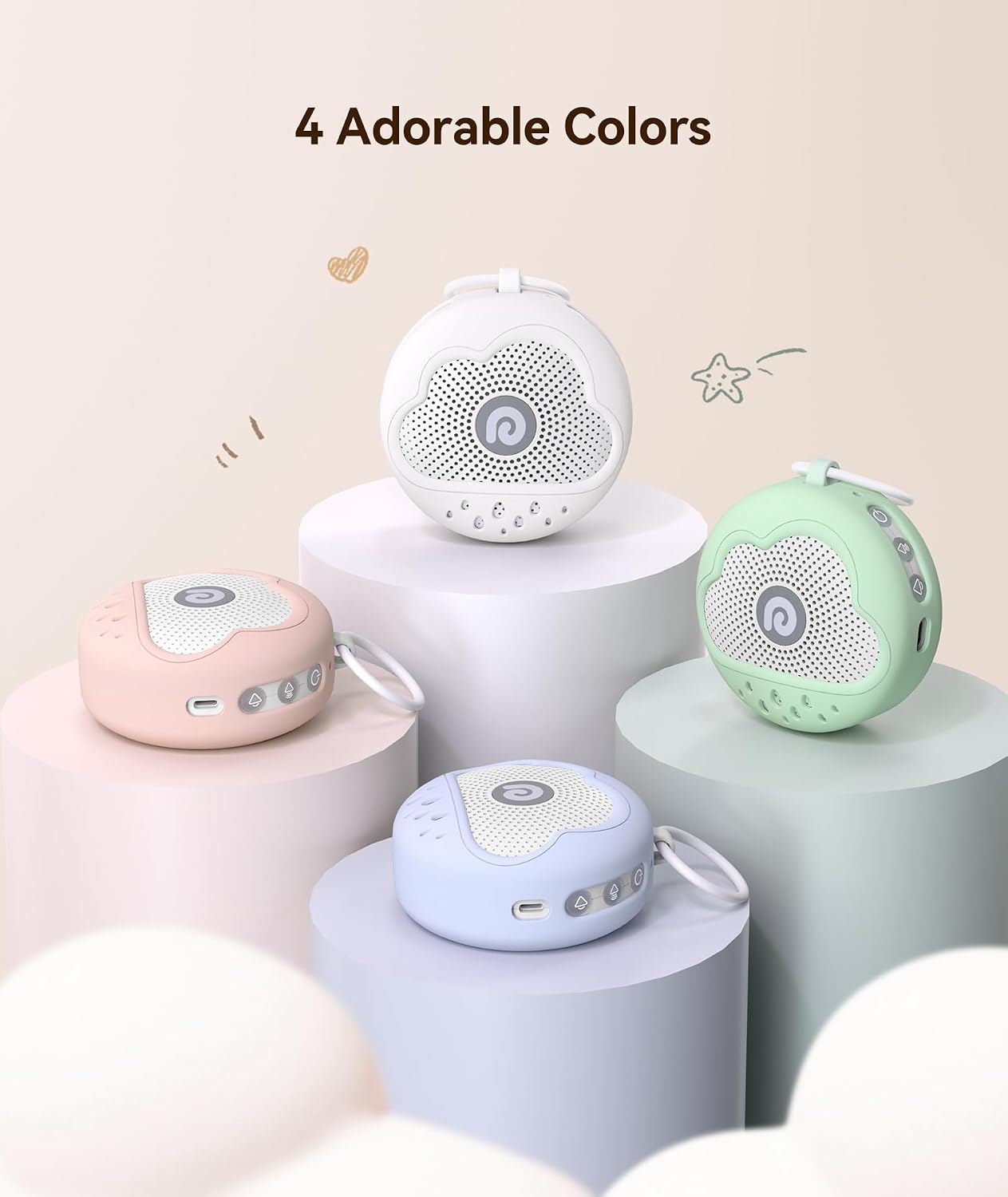 Dreamegg White Noise Machine - Portable Sound Machine Baby with Safe Silicone Cover, Features Powerful Battery, 21 Soothing Sound, Noise Canceling for Sleeping, Baby Registry Gift, Nursery, Travel