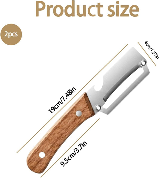 2 pcs Peelers for Kitchen, Zero Snag Wooden Kitchen Tool, Multifunctional Vegetable Peeler for Daily Meal Prep and Outdoor Use, Set of Two Zero-Snag Wooden Peelers with Ergonomic Design