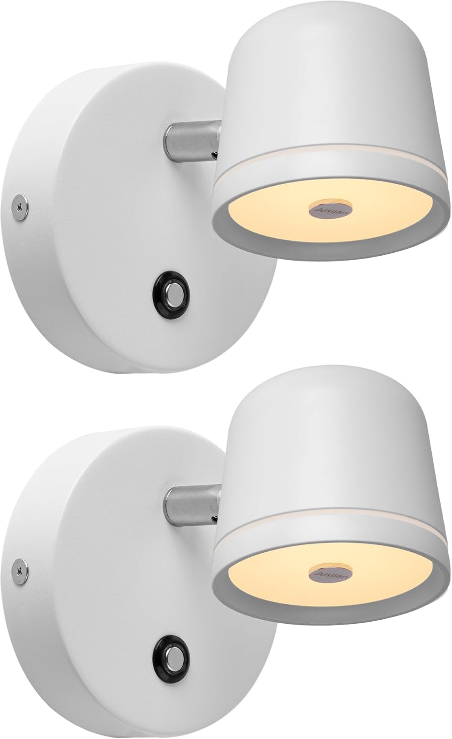 Aisilan LED Plug in Wall Sconce with Touch Dimmable Control Adjustable Wall Mounted Lamp Angle Anti-Glare Matte White Aluminum Bedside Reading Wall Lights for Bedroom Living Room