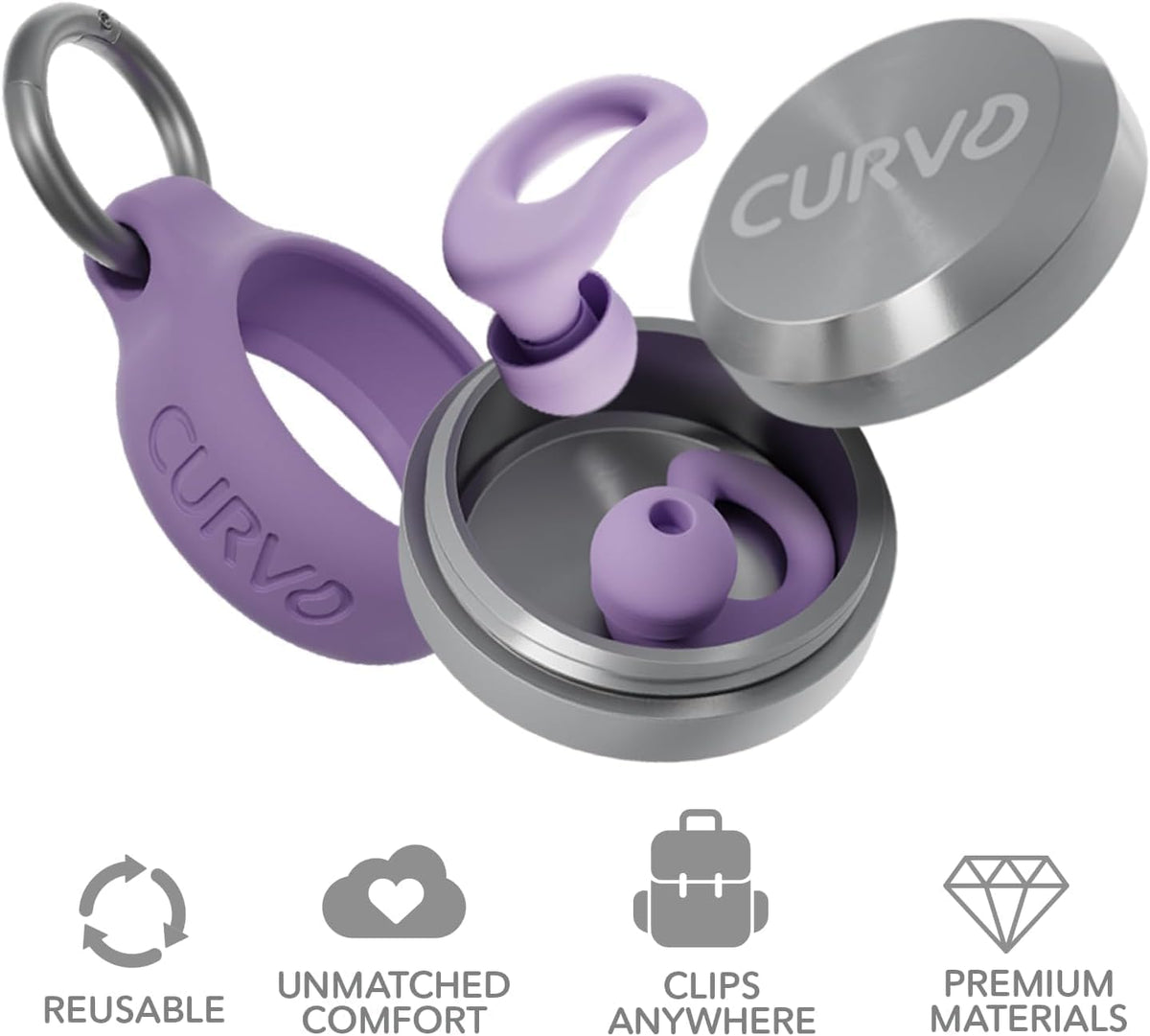 CURVD Ear Plugs for Sleeping, Noise Blocking Earplugs, 28dB SNR (Blue)
