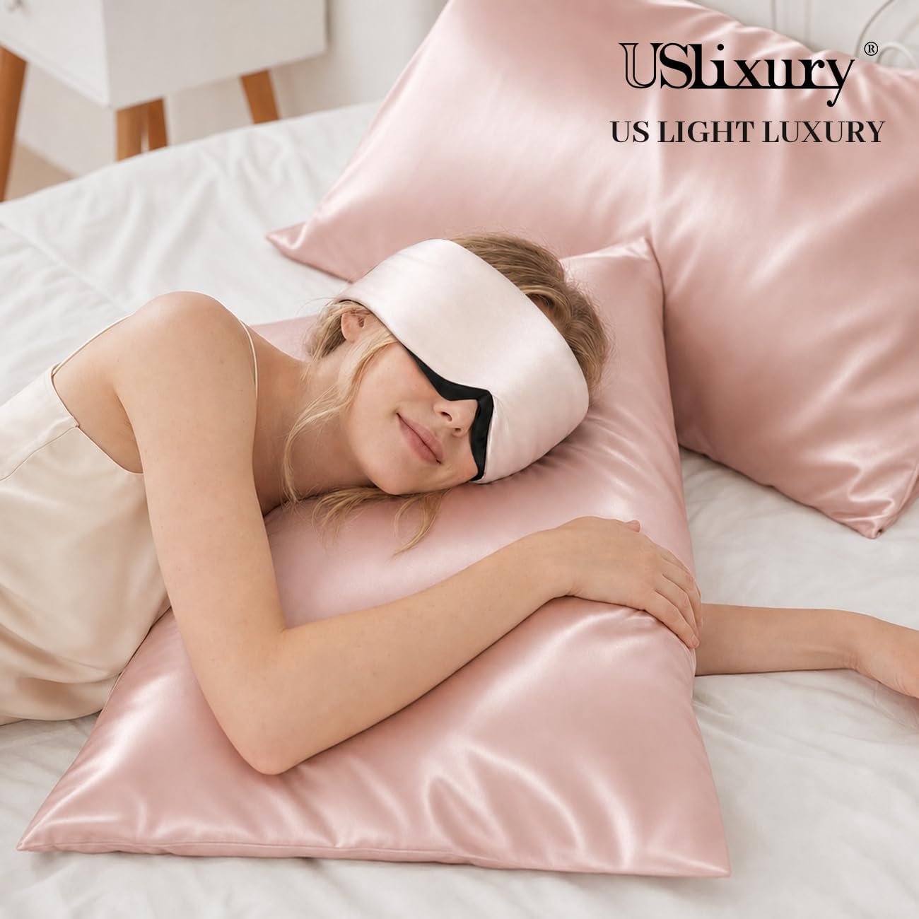 USlixury® 3D Contoured Silk Sleep Mask, Total Blackout&Zero Eye Pressure | Wider Adjustable Band for Side Sleepers, Long Lashes & Women – Perfect for Sleeping, Napping, Meditation