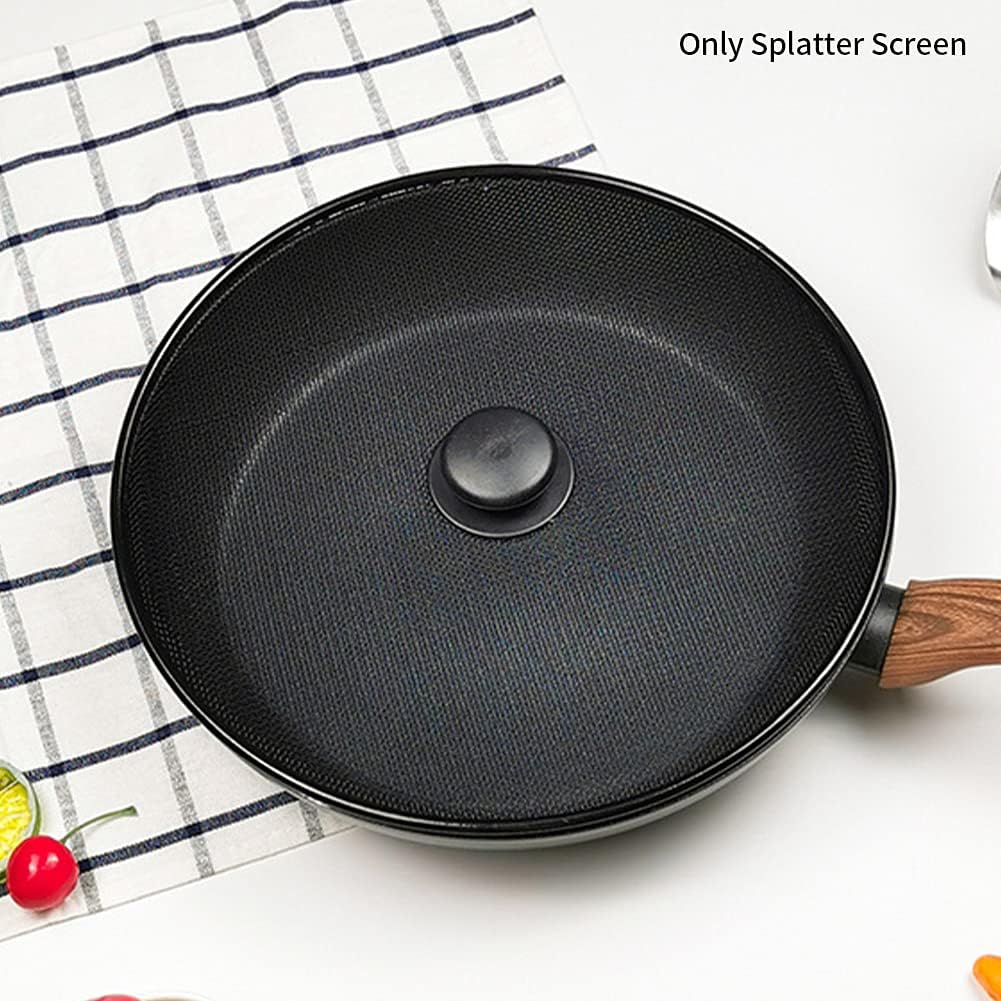 Splatter Screen, Frying Pan Splatter Screen, Splash Guard Lid with Knob, Extra Fine Mesh Splash Guard Pot Lid,Iron Coating Grease Guard Frying Pan Cover for Cooking(size:29cm)
