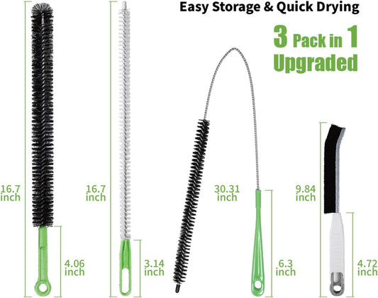 4pcs Flexible Cleaning Brush Set for Dryer Vents, Fridge Coils, HVAC Systems & Tight Spaces – Multi-Use Lint and Dust Remover with Crevice Brush and Detailing Tools
