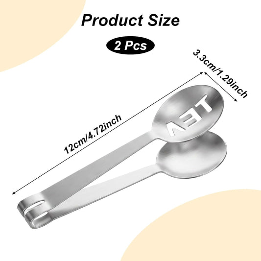 2PCS Tea Bag Squeezer, Stainless Steel | Tea Spoon for Sugar Cubes, Essential Bar Accessory, Infuser Spoon & Tongs