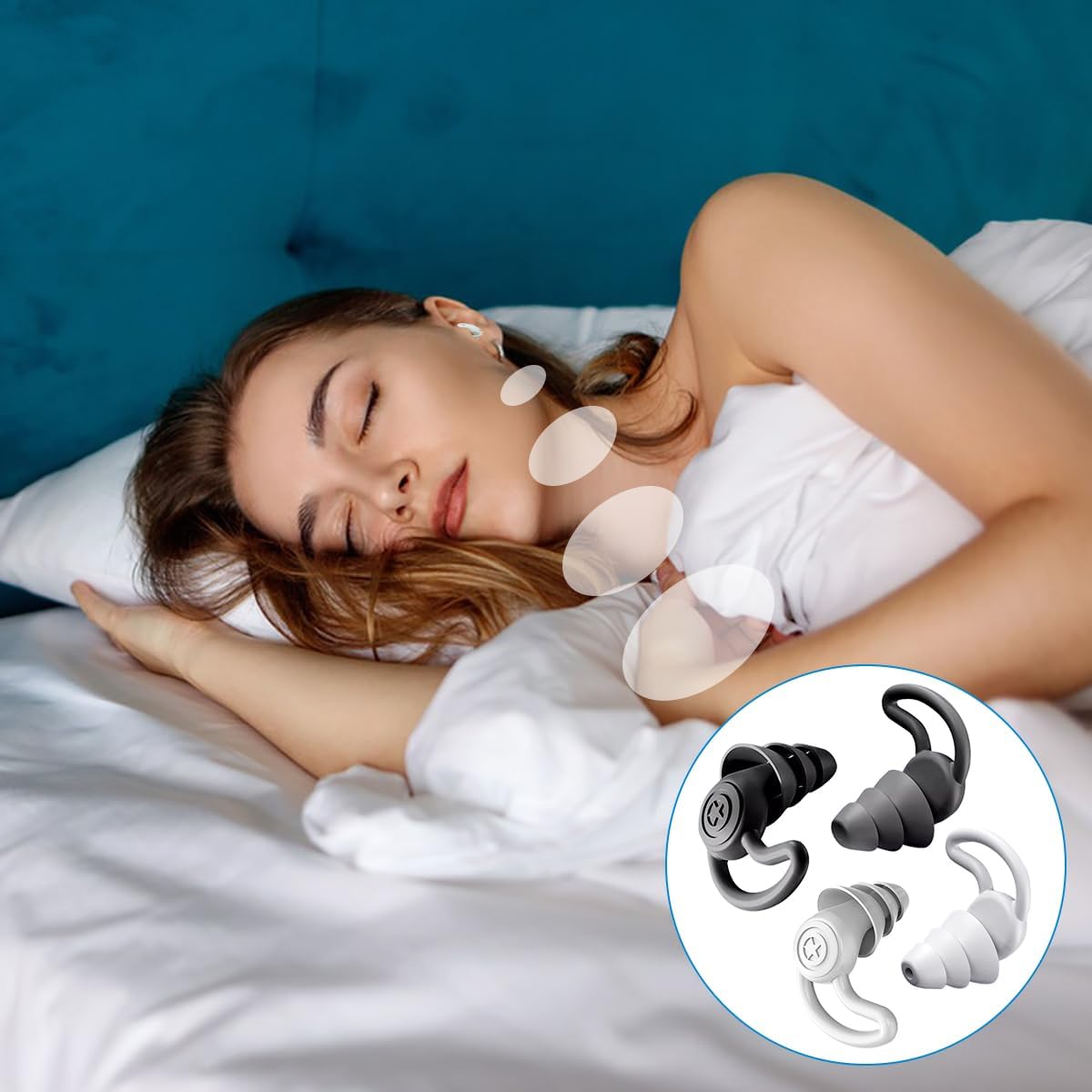 DLAND Ultra-Soft Silicone Sleep Earplugs (2 Pairs) - Reusable Noise Reducing Earbuds for Focus, Travel & Nighttime Comfort with Storage Case (Black + Gray)