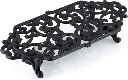 MOLIGOU Cast Iron Teapot Warmer, Teapot Warmer Stand with 3 Tealight Candle Holders, Teapot Heater Base