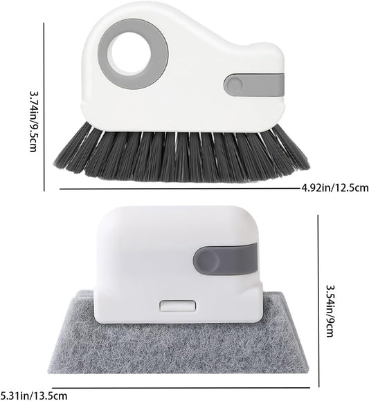 3pcs Gray Door and Window Track Cleaning Brush Set with Concealed Scraper