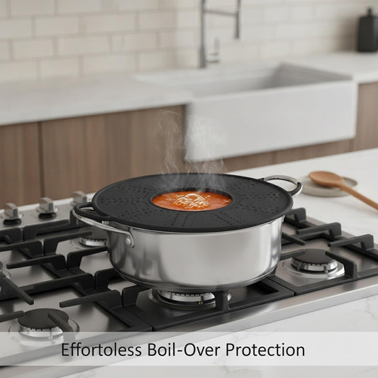 Silicone Pot Lid Spill Stopper, Flexible Cover for Pasta and Soup, Fits Most Round Pots, Easy Clean Kitchen Gadget (1 PC)