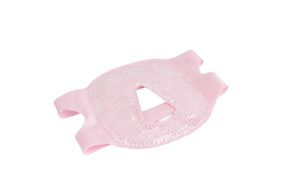 Hot and Cold Therapy Gel Bead Full Facial Mask by FOMI Care | Ice Face Mask for Migraine Headache, Stress Relief | Reduces Eye Puffiness, Dark Circles | Fabric Back (Full Face w/Eye Holes)