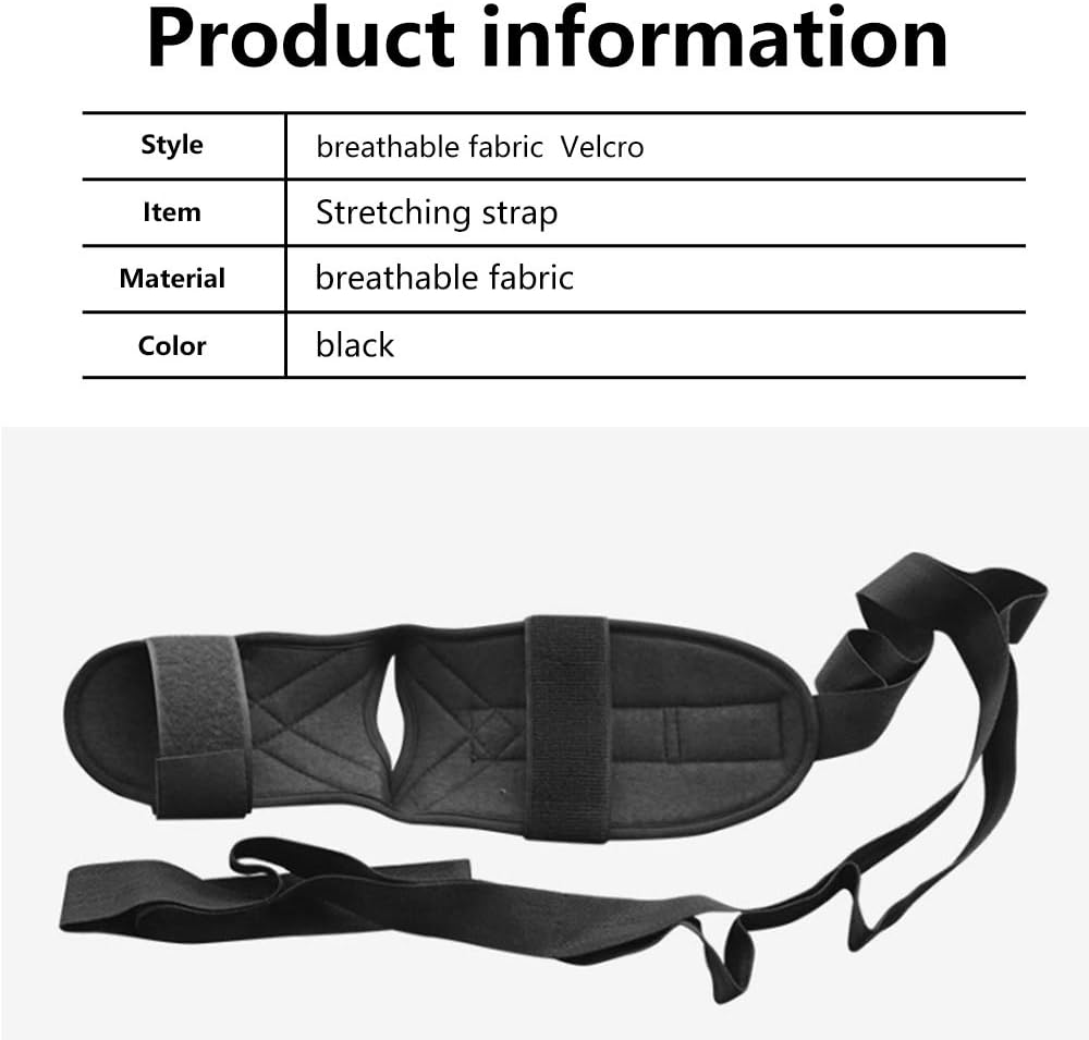 Foot Stretcher, Foot and Calf Stretcher-Stretching Strap For Plantar Fasciitis for Heel Spurs, Achilles Tendonitis & Hamstring, Yoga Foot & Leg Stretch Strap (Black)