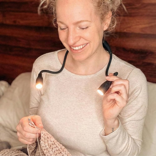 Lumos Knitting Light, Crafter Light Around Neck for Knitters and Crocheters, 3 Colors & Adjustable Brightness. Portable, Wearable, Rechargeable&Long Lasting (White)