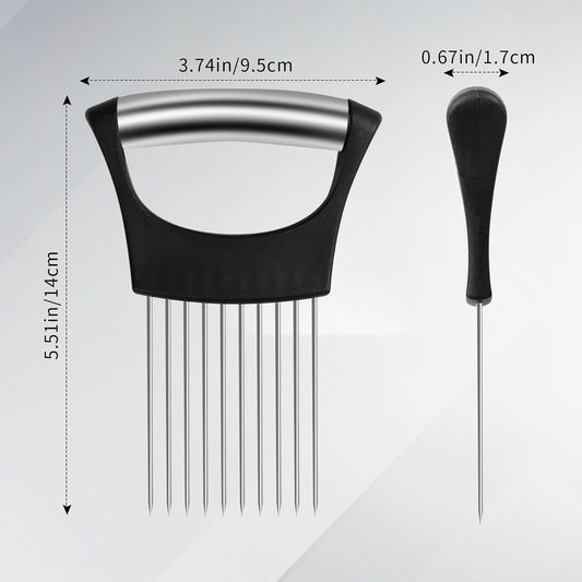2PCS Onion Slicer Holder,Stainless Steel Onion Slicer(Black)