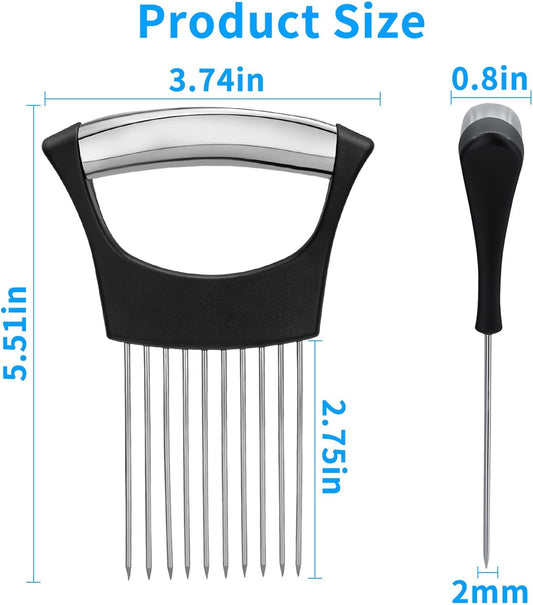 Onion Slicer Holder with Protective Case | Stainless Steel Onion Cutter Tool for Kitchen, Lemon, Potato, Tomato, Avocado, Vegetable & Fruit Slicing Assistant