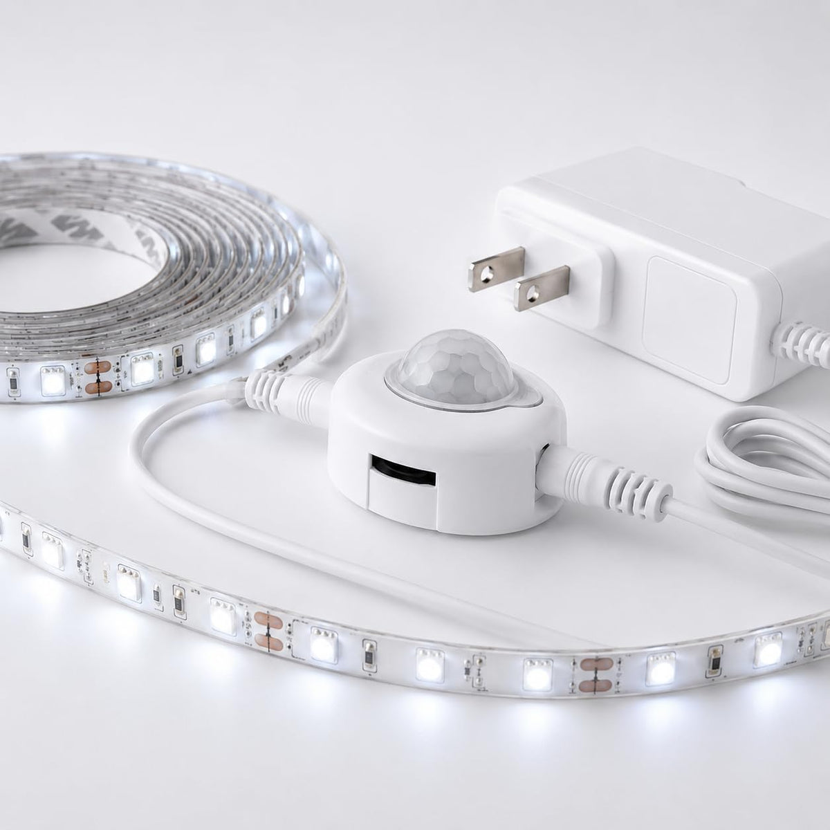 16.4ft (5m) Motion Activated LED Strip Lights, Warm White 12v Plug-in LED Rope Lights Waterproof for Under Cabinet,Kitchen,Stair