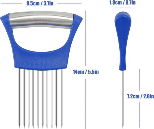 Stainless Steel Onion Holder for Slicing,Onion Slicer Holder,Kitchen Gadget | Purple Onion Slicer Holder, Onion Cutter for Slicing of Onions, Tomatoes, Avocados, Eggs and Other Vegetables