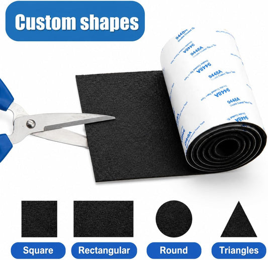 Cuttable Felt Furniture Pads with Sticky Backing,40x4 inch Self Adhesive Felt Sheets,Heavy Duty Felts Strip Roll Felts Tape Protect Hardwood Floors No Scratches No Noise