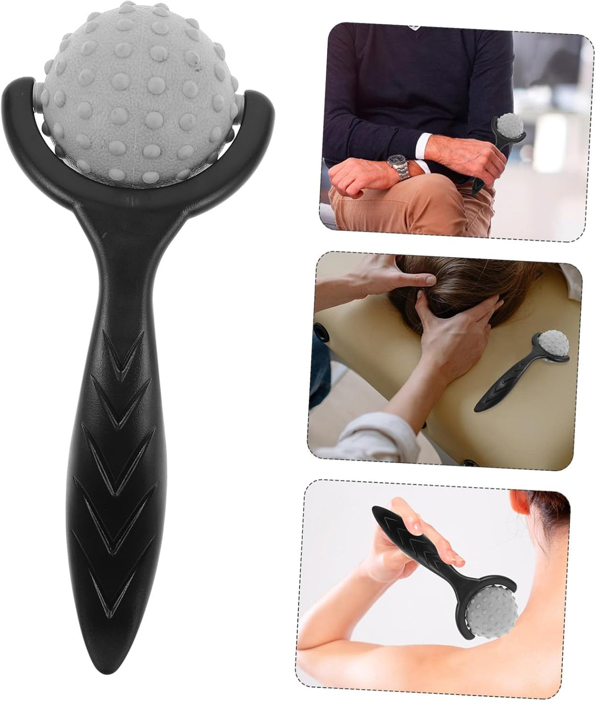 Handheld Massage Roller Stick with Deep Tissue Massage Balls for Relief and Muscle Knot Release for Back Legs Neck Compact Travel-Friendly Stretching Tool for Home and Office
