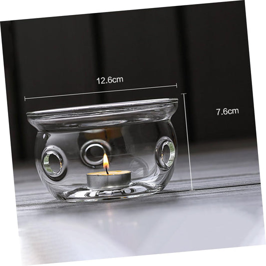 PRETYZOOM 1pc Creative Glass Base Heating Station for Tea Pot Stylish Insulated Furnace for Home Office Practical Tea Warmer No Candle Included