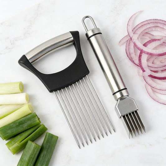 Onion Holder & Slicer Set, Kitchen Scallion Onion Cutter, Kitchen Herb Cutter, Scallion Shredding Tool, Chopper for Slicing of Tomatoes, Avocados, Eggs and Other Vegetables
