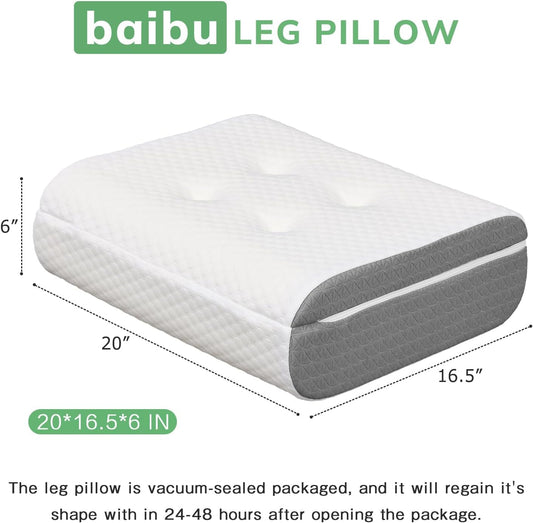 baibu Dual-Layer Leg Elevation Pillow for Legs and Knee Support, Feet Elevation Pillow for Sleeping, Blood Circulation & Swelling Relief, White