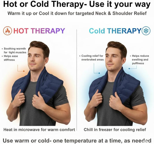 Herbal Concepts Neck Heating Pad & Shoulder Wrap | Microwave Heating Pad with 12 Herbs Aromatherapy| Cordless Heating pad, Blue