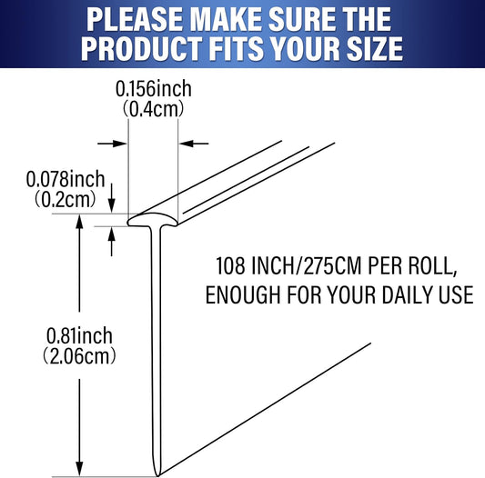 Treela 108-Inch 1" T-Slot Shower Door Seal Strip | Flexible silicone blocks leaks/splashes and replace old, cracked, loose, or missing door sweeps