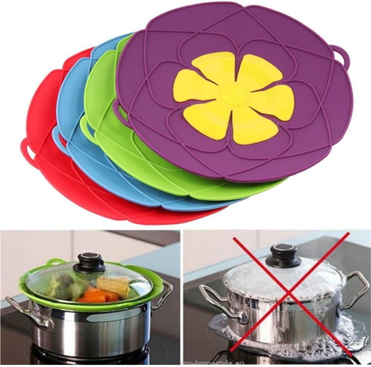 2pcs Silicone Spill Stopper Lid - Flower Shape Cover For Pots And Pans - Kitchen Cooking Accessories(Green)